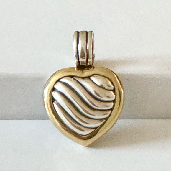 David Yurman Sterling & 18K Gold Large Cable Heart Locket Pendant - Picture 2 of 11